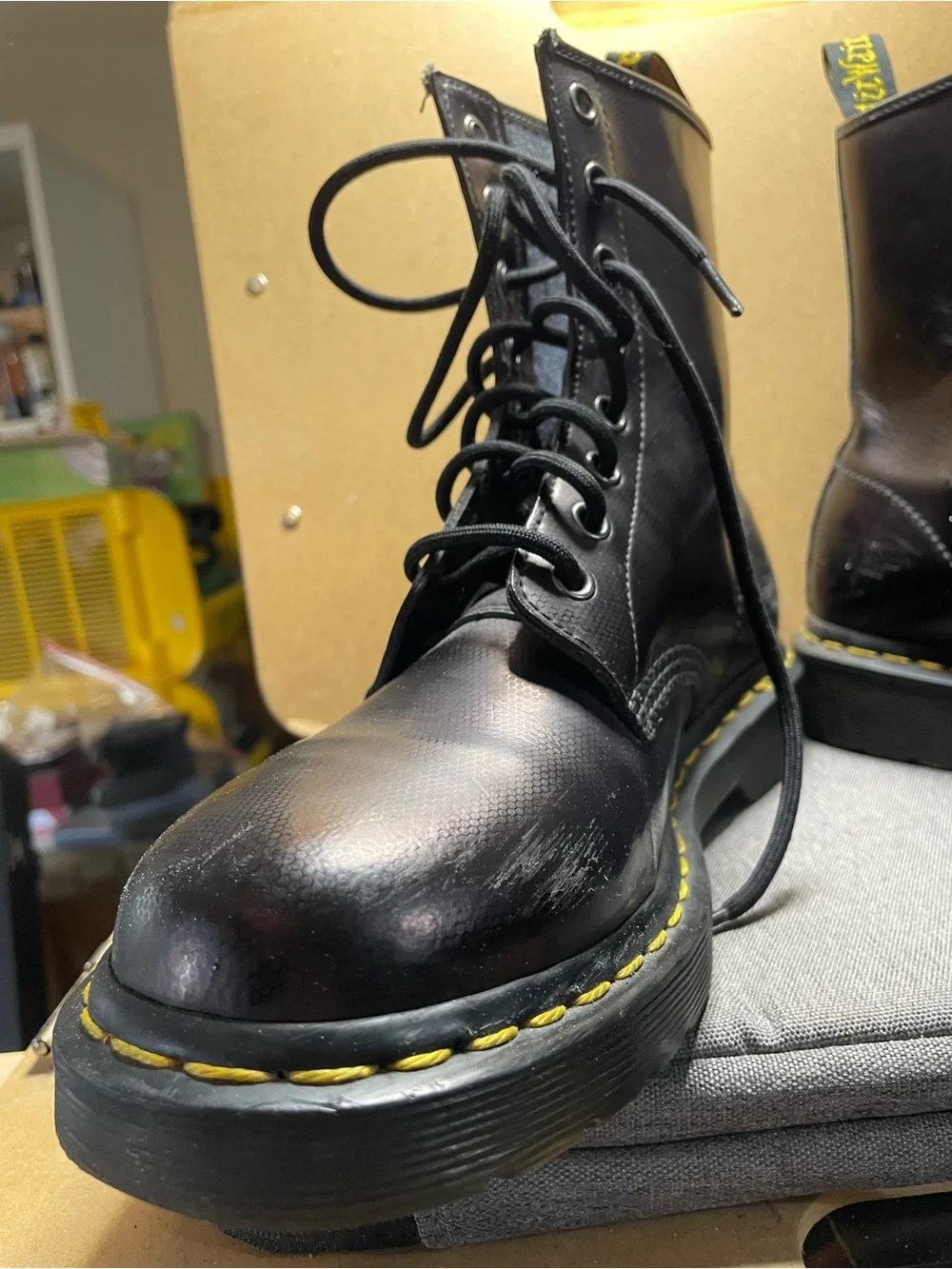 Dr. Martens Iridescent, Dark Purple Lace-Up Men's Combat Boots